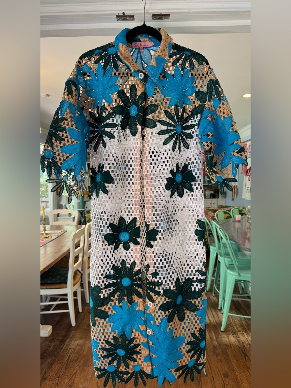 Anthropologie Eva Franco Gaia Midi Lace Dress Duster in Petal Republic